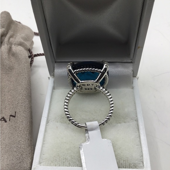 Gorgeous David Yurman Hampton Blue Topaz Ring Very Large Stone! 19mm x 19mm - Picture 5 of 12